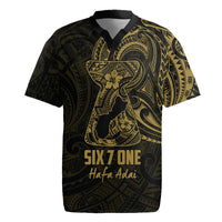 Gold Guam Latte Stone Tribal Tattoo Rugby Jersey Hafa Adai Six 7 One