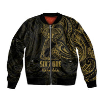 Gold Guam Latte Stone Tribal Tattoo Sleeve Zip Bomber Jacket Hafa Adai Six 7 One LT9 Unisex Gold - Polynesian Pride