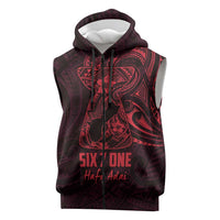 Oxblood Guam Latte Stone Tribal Tattoo Sleeveless Zip Hoodie Hafa Adai Six 7 One - Polynesian Pride