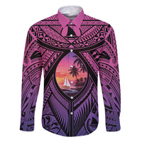 Guam Chamorro Artsy Family Matching Off Shoulder Short Dress and Hawaiian Shirt Guahan Sunset Beach