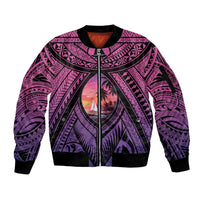 Guam Chamorro Artsy Sleeve Zip Bomber Jacket Guahan Sunset Beach LT9 Unisex Sunset - Polynesian Pride
