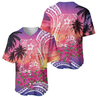 Guam Latte Stone with Map Baseball Jersey Bougainvillea Beach Sunset