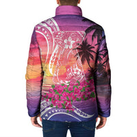 Guam Latte Stone with Map Padded Jacket Bougainvillea Beach Sunset - Polynesian Pride