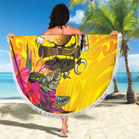 Papua New Guinea Cultural Tropical Flowers Beach Blanket
