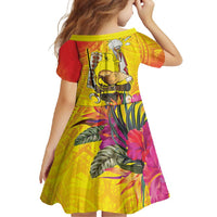 Papua New Guinea Cultural Tropical Flowers Family Matching Long Sleeve Bodycon Dress and Hawaiian Shirt