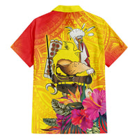 Papua New Guinea Cultural Tropical Flowers Family Matching Off The Shoulder Long Sleeve Dress and Hawaiian Shirt LT9 - Polynesian Pride