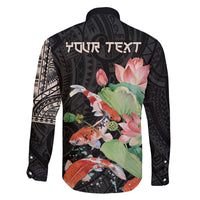 Personalized Japanese Koi Fish Family Matching Tank Maxi Dress and Hawaiian Shirt with Polynesian Pattern