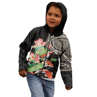 Personalized Japanese Koi Fish Kid Hoodie with Polynesian Pattern