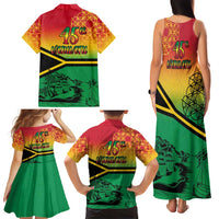 Hapi 45th Indipendens Dei Vanuatu Family Matching Tank Maxi Dress and Hawaiian Shirt Yumi 1980 with Vanuatuan Beach Landscape