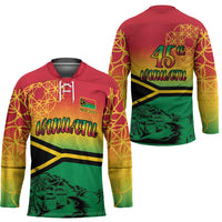 Hapi 45th Indipendens Dei Vanuatu Hockey Jersey Yumi 1980 with Vanuatuan Beach Landscape - Polynesian Pride