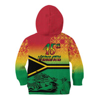 Hapi 45th Indipendens Dei Vanuatu Kid Hoodie Yumi 1980 with Vanuatuan Beach Landscape