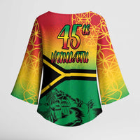 Hapi 45th Indipendens Dei Vanuatu Kimono Sleeve Blouse Yumi 1980 with Vanuatuan Beach Landscape - Polynesian Pride