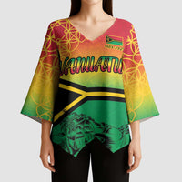 Hapi 45th Indipendens Dei Vanuatu Kimono Sleeve Blouse Yumi 1980 with Vanuatuan Beach Landscape - Polynesian Pride