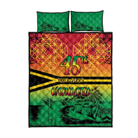 Hapi 45th Indipendens Dei Vanuatu Quilt Bed Set Yumi 1980 with Vanuatuan Beach Landscape