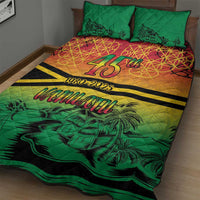 Hapi 45th Indipendens Dei Vanuatu Quilt Bed Set Yumi 1980 with Vanuatuan Beach Landscape