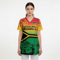 Hapi 45th Indipendens Dei Vanuatu Scrub Top Yumi 1980 with Vanuatuan Beach Landscape - Polynesian Pride