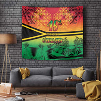 Hapi 45th Indipendens Dei Vanuatu Tapestry Yumi 1980 with Vanuatuan Beach Landscape