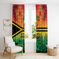 Hapi 45th Indipendens Dei Vanuatu Window Curtain Yumi 1980 with Vanuatuan Beach Landscape
