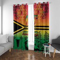 Hapi 45th Indipendens Dei Vanuatu Window Curtain Yumi 1980 with Vanuatuan Beach Landscape