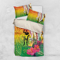 Vanuatu 45th Anniversary Bedding Set Polynesian with Sand Drawing Pattern
