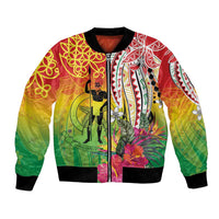 Vanuatu 45th Anniversary Bomber Jacket Polynesian with Sand Drawing Pattern LT9 Unisex Red - Polynesian Pride