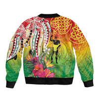 Vanuatu 45th Anniversary Bomber Jacket Polynesian with Sand Drawing Pattern LT9 - Polynesian Pride