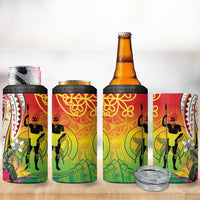 Vanuatu 45th Anniversary 4 in 1 Can Cooler Tumbler Polynesian with Sand Drawing Pattern