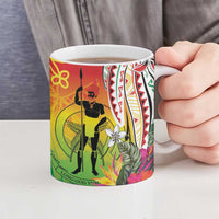 Vanuatu 45th Anniversary Ceramic Mug Polynesian with Sand Drawing Pattern - Polynesian Pride