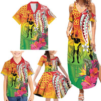 Vanuatu 45th Anniversary Family Matching Summer Maxi Dress and Hawaiian Shirt Polynesian with Sand Drawing Pattern