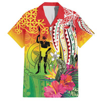 Vanuatu 45th Anniversary Hawaiian Shirt Polynesian with Sand Drawing Pattern