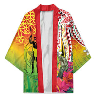 Vanuatu 45th Anniversary Kimono Polynesian with Sand Drawing Pattern - Polynesian Pride