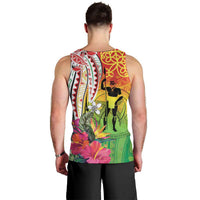 Vanuatu 45th Anniversary Men Tank Top Polynesian with Sand Drawing Pattern