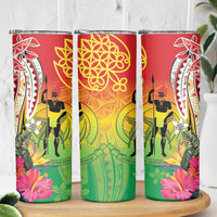 Vanuatu 45th Anniversary Skinny Tumbler Polynesian with Sand Drawing Pattern