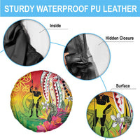 Vanuatu 45th Anniversary Spare Tire Cover Polynesian with Sand Drawing Pattern