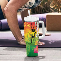 Vanuatu 45th Anniversary Tumbler With Handle Polynesian with Sand Drawing Pattern