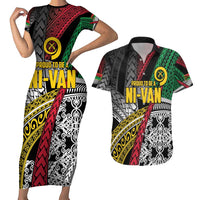 Vanuatu Proud to be Ni-van Personalised Couples Matching Short Sleeve Bodycon Dress and Hawaiian Shirt with Mutis En Atan Patterns