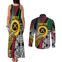 Vanuatu Proud to be Ni-van Personalised Couples Matching Tank Maxi Dress and Long Sleeve Button Shirt with Mutis En Atan Patterns