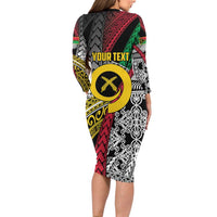 Vanuatu Proud to be Ni-van Personalised Family Matching Long Sleeve Bodycon Dress and Hawaiian Shirt with Mutis En Atan Patterns