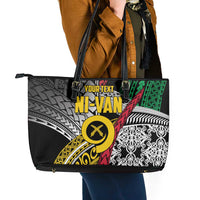 Vanuatu Proud to be Ni-van Personalised Leather Tote Bag with Mutis En Atan Patterns