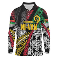 Vanuatu Proud to be Ni-van Personalised Long Sleeve Polo Shirt with Mutis En Atan Patterns