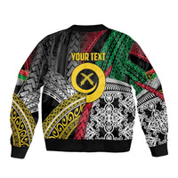 Vanuatu Proud to be Ni-van Personalised Sleeve Zip Bomber Jacket with Mutis En Atan Patterns LT9 - Polynesian Pride