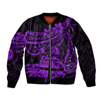 Fiji Islands Bomber Jacket Coat of Arms Fijian Flower Polynesian Pattern - Purple LT9 Unisex Purple - Polynesian Pride