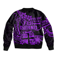 Fiji Islands Bomber Jacket Coat of Arms Fijian Flower Polynesian Pattern - Purple LT9 - Polynesian Pride