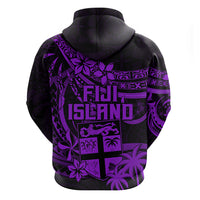 Fiji Islands Hoodie Coat of Arms Fijian Flower Polynesian Pattern Purple LT9 - Polynesian Pride