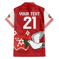 Custom Tonga Rugby Family Matching Off The Shoulder Long Sleeve Dress and Hawaiian Shirt Mate Maa Kupesi Style LT9 - Polynesian Pride