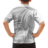 American Samoa White Sunday Family Matching Off Shoulder Short Dress and Hawaiian Shirt Polynesian Lotu Tamaiti - Polynesian Pride