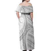 American Samoa White Sunday Off Shoulder Maxi Dress Polynesian Lotu Tamaiti - Polynesian Pride