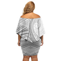 American Samoa White Sunday Off Shoulder Short Dress Polynesian Lotu Tamaiti - Polynesian Pride