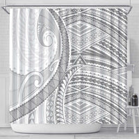 American Samoa White Sunday Shower Curtain Polynesian Lotu Tamaiti - Polynesian Pride