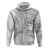 American Samoa White Sunday Zip Hoodie Polynesian Lotu Tamaiti - Polynesian Pride